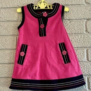 Baby GAP y2k embroidered Pink and Navy Sleeveless A-line Dress 3-6 months